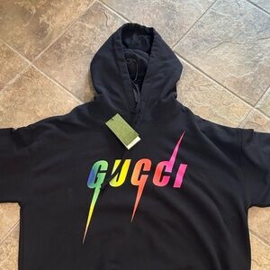 Men's Gucci Blade logo print cotton hoodoe Sweatshirt . Size XXL